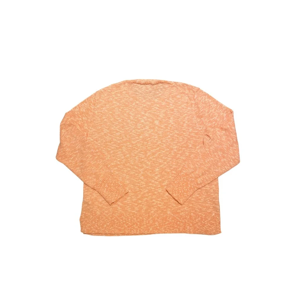 J. Crew Sweater Women's Size M Peach Orange Speckled Knit Cotton Blend Pullover‎